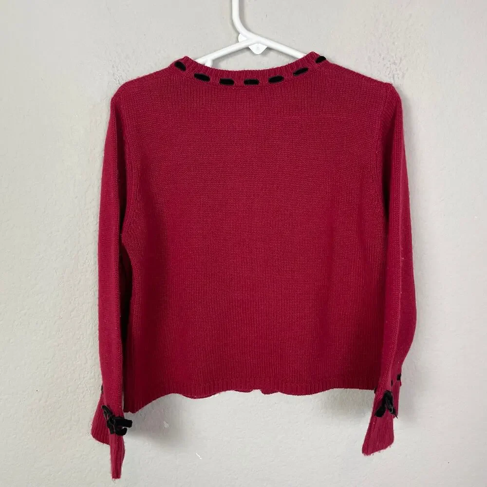 Gymboree Red Button Cardigan Black Trim 4